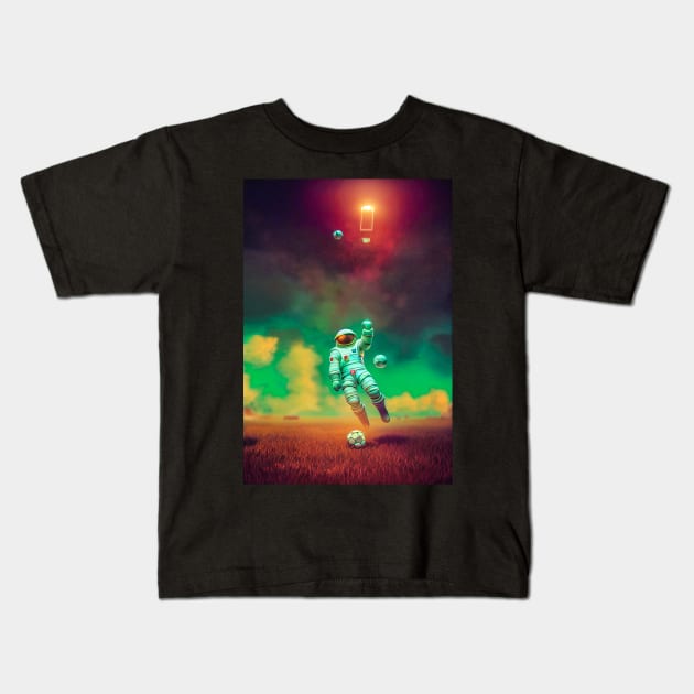 Astronaut play soccer football In space Kids T-Shirt by MoEsam95